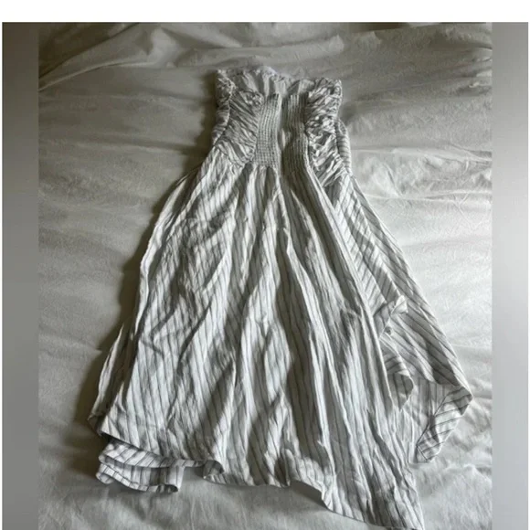 ✅Anthropologie Strapless Hanky-Hem Midi Dress White Black size XL - Picture 8 of 9